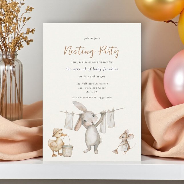 cute Nesting / baby shower Party Watercolor  Invitation (Creator Uploaded)