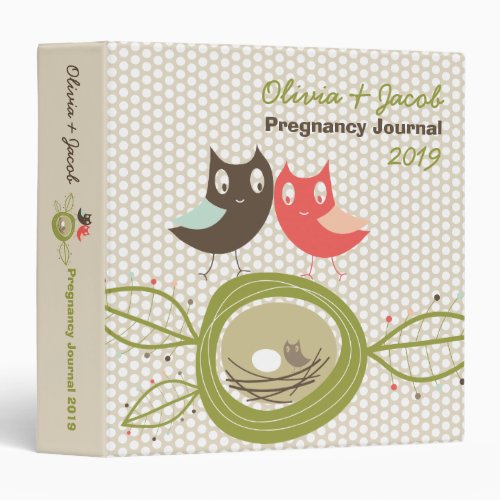 Cute Nesting Owl Family Pregnancy Baby Shower 3 Ring Binder