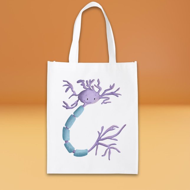 Cute Neuron Cartoon Grocery Bag (Creator Uploaded)