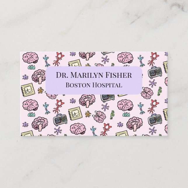 Cute Neuroscience Pattern Business Card (Front)