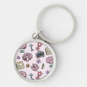 Cute Neuroscience Pattern Keychain
