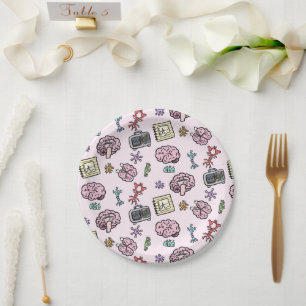 Cute Neuroscience Pattern Paper Plates