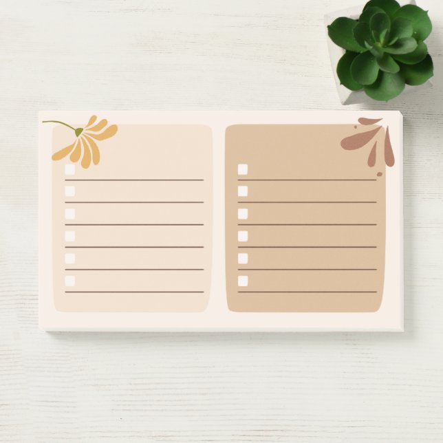 Cute neutral background with floral Brown Post-it Notes (Office)