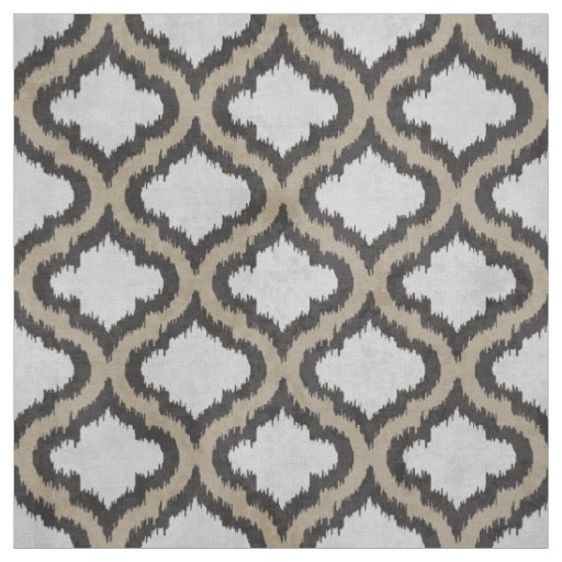 Cute neutral beige grey ikat Moroccan pattern Fabric