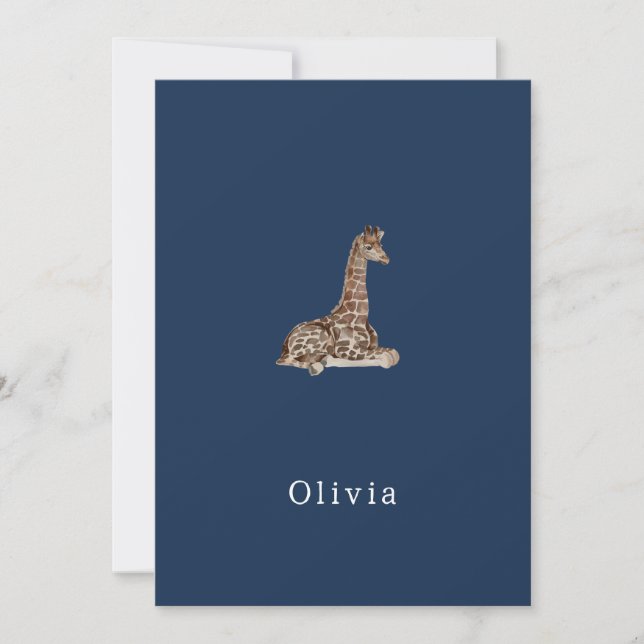 Cute Neutral Birth Announcement Giraffe Card (Front)