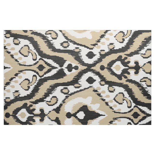 Cute neutral black and beige ikat tribal patterns fabric (Fat Quarter)