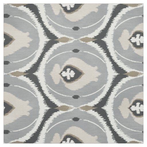 Cute neutral black and grey ikat tribal patterns fabric