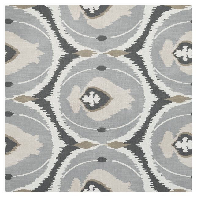 Cute neutral black and grey ikat tribal patterns fabric (Swatch)