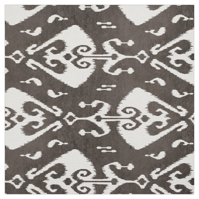 Cute neutral black and white ikat tribal patterns fabric (Swatch)