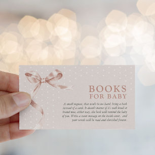 Cute Neutral Bow Book Request Baby Shower Enclosure Card