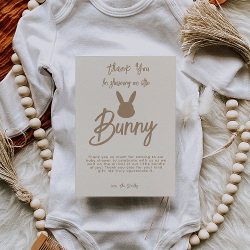 Cute Neutral Bunny Baby Shower Boho Thank You Card