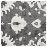 Cute neutral dark grey beige ikat tribal patterns fabric