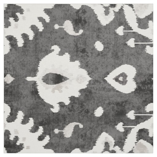 Cute neutral dark grey beige ikat tribal patterns fabric