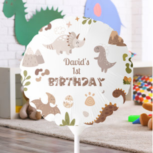 Cute Neutral Dinosaur Birthday Balloons