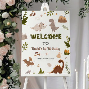 Cute Neutral Dinosaur Welcome Sign
