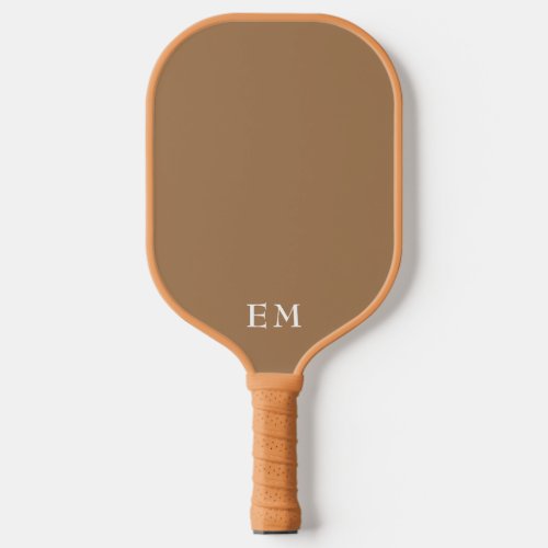 Cute Neutral Earthy Brown Monogrammed Initials  Pickleball Paddle