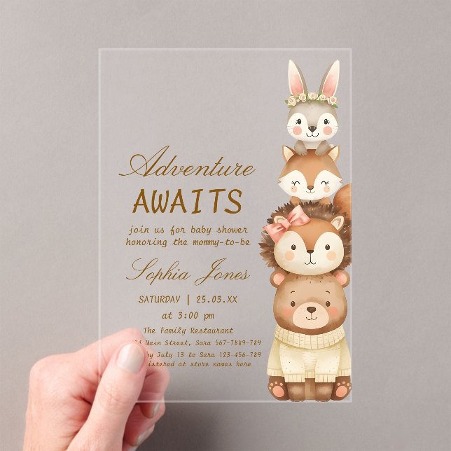 Cute Neutral Forest Animals Baby Shower Invitation (Insitu (Handheld))