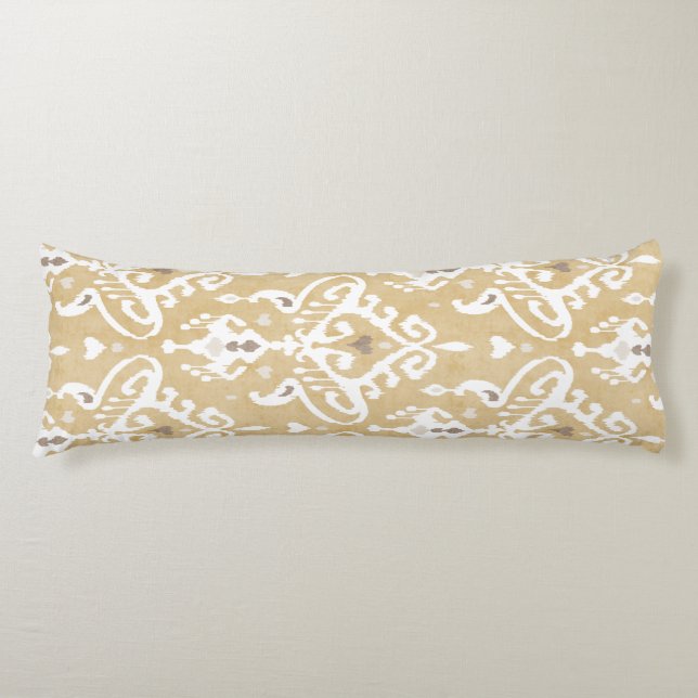 Cute neutral gold beige ikat tribal patterns body pillow (Front)