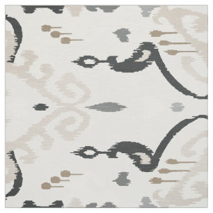 Cute neutral grey beige black ikat tribal patterns fabric