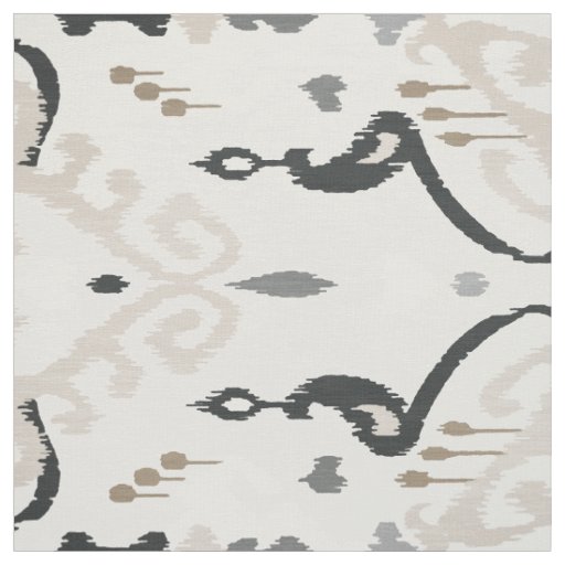 Cute neutral grey beige black ikat tribal patterns fabric