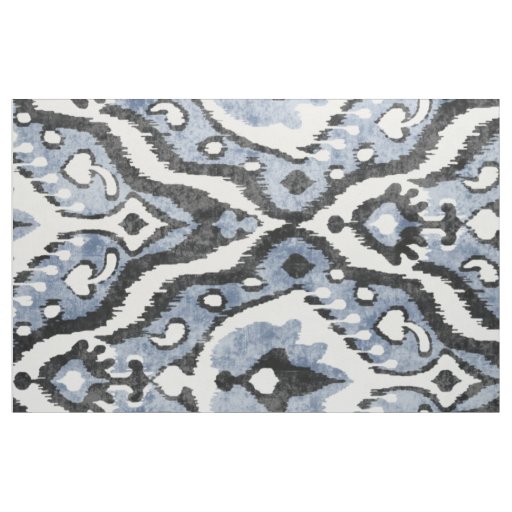 Cute neutral grey blue white ikat tribal patterns fabric