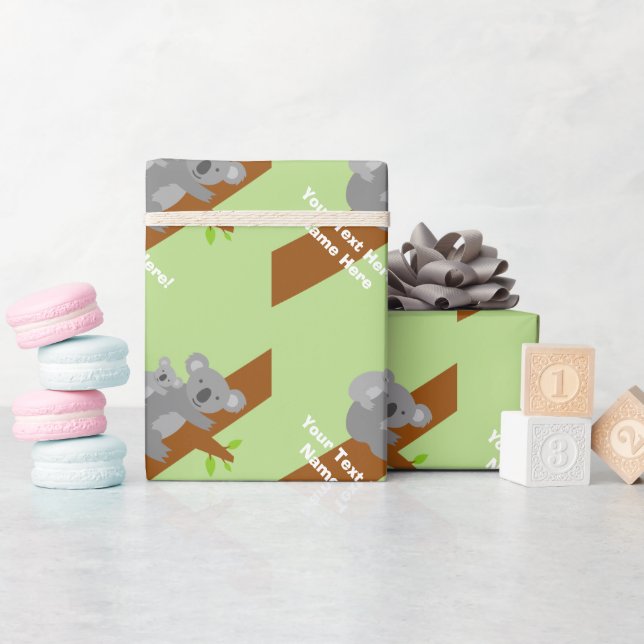 Cute neutral koala bear baby shower wrapping paper (Baby Shower)