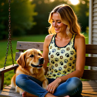 Cute Neutral Paw Print Pattern Pet Lover Dog Paw Tank Top