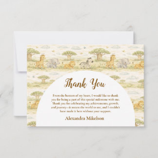 Cute Neutral Safari Animals First Birthday Thank You Card