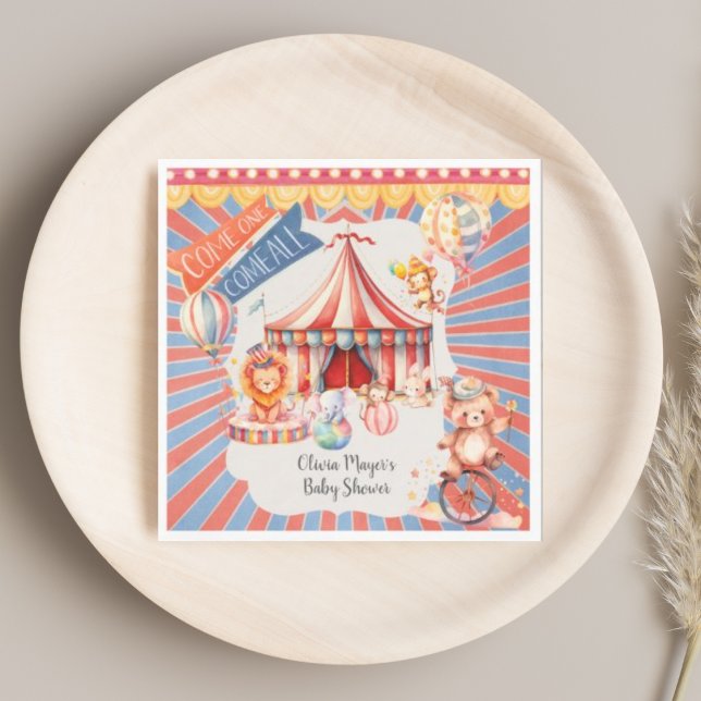 Cute Neutral Vintage Carnival Circus Baby Shower  Napkins (Creator Uploaded)