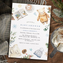 Cute Neutral Watercolor | Cozy Winter Baby Shower Invitation