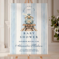 Cute Neutral Watercolor Train Baby Shower