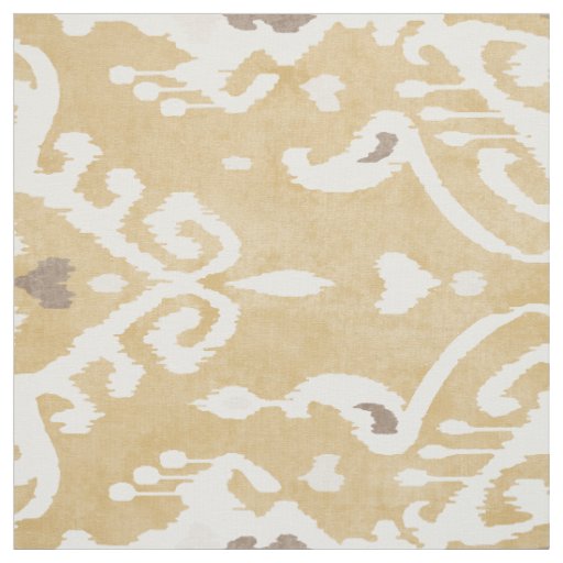 Cute neutral yellow beige ikat tribal patterns fabric