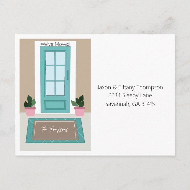 Cute New Address Announcement Postcard (Back)