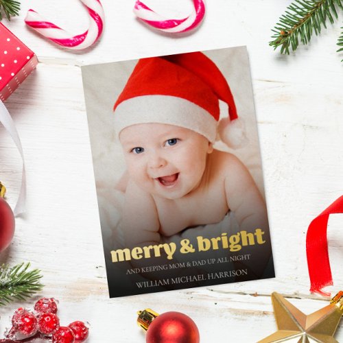 Cute New Baby Christmas Photo Birth Announcement