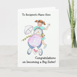 Cute New Baby Congratulations Card for Sister