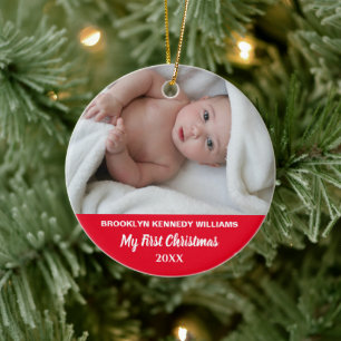Cute New Baby Custom Photo Newborn First Christmas Ceramic Ornament
