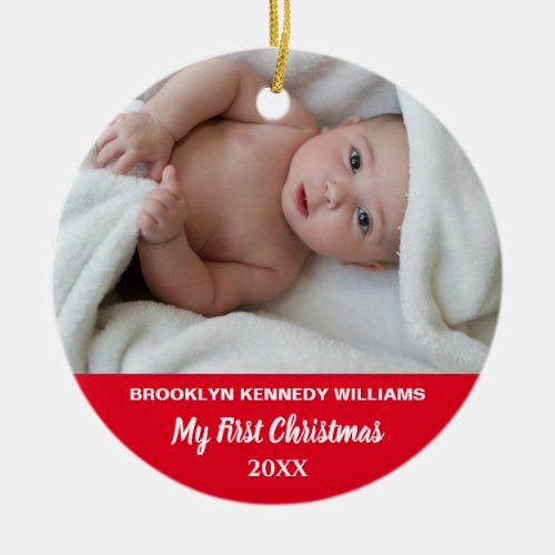 Cute New Baby Custom Photo Newborn First Christmas Ceramic Ornament