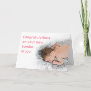 Cute New Baby Girl Congratulations Photo Card