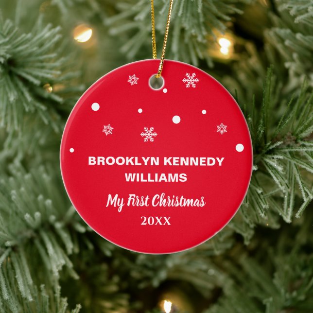 Cute New Baby Newborn First Christmas Custom Photo Ceramic Ornament (Tree)