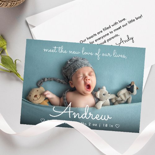 Cute New Baby Photo And Name Birth Announcement