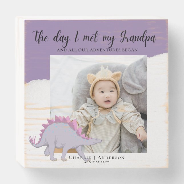 Cute New Baby PHOTO Gift For Grandparents Family Wooden Box Sign (Front Horizontal)