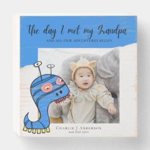 Cute New Baby PHOTO Gift For Grandparents Family Wooden Box Sign