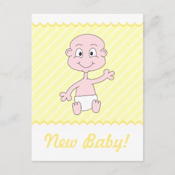 Cute New Baby Postcard. Yellow And White. Announcement Postcard by Graphics_By_Metarla at Zazzle