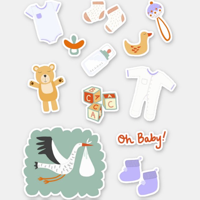 Cute New Baby Sticker (Front)