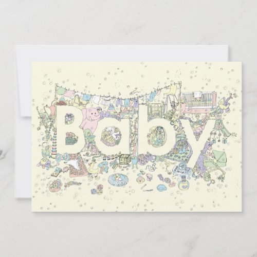 Cute New Baby Word Art Pastel Colors Neutral