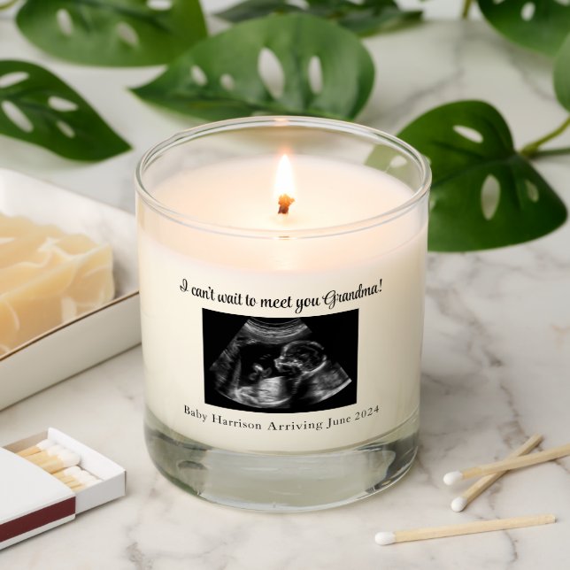 Cute New Grandma Christmas Pregnancy Announcement Scented Candle (Lit)