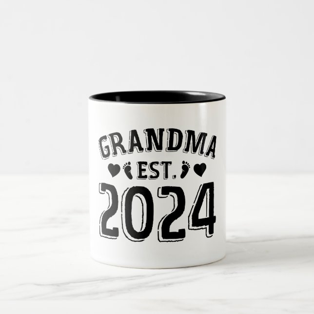Cute New Grandma Established 2024 Two-Tone Coffee Mug (Center)