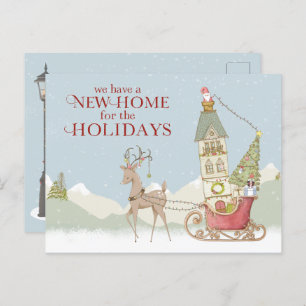 Cute New Home Address Holiday Christmas Announcement Postcard