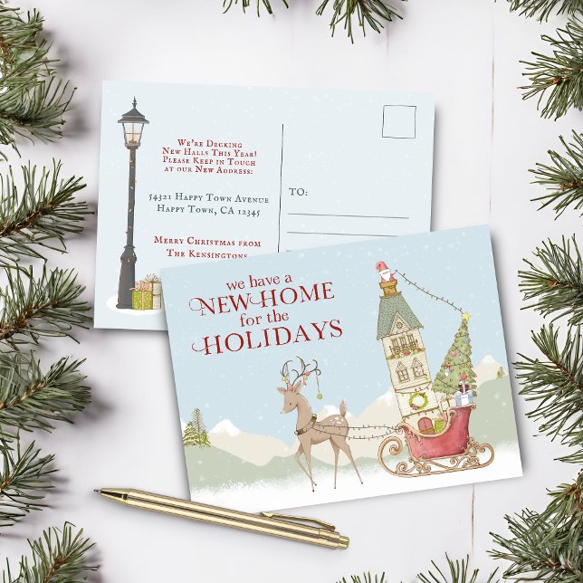 Cute New Home for the Holidays Christmas Announcement Postcard (Cute New Home for the Holidays Christmas Announcement Postcard)