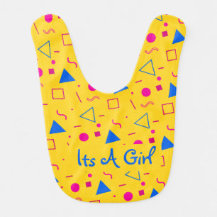 Cute New Mom Custom Its A Girl Yellow Baby Bib